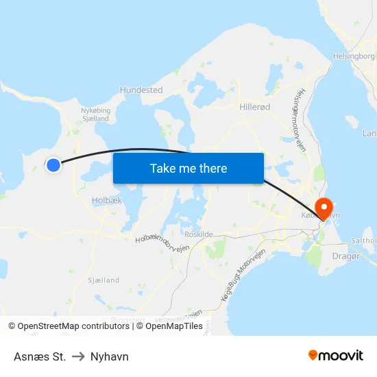 Asnæs St. to Nyhavn map