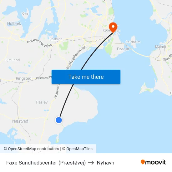 Faxe Sundhedscenter (Præstøvej) to Nyhavn map