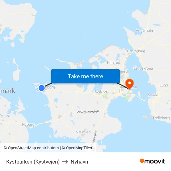 Kystparken (Kystvejen) to Nyhavn map