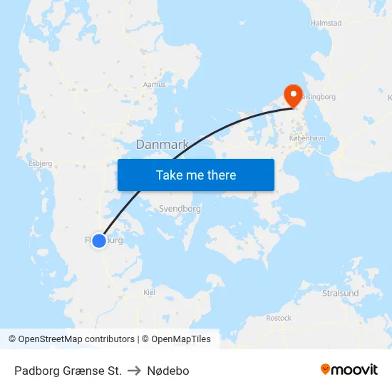 Padborg Grænse St. to Nødebo map