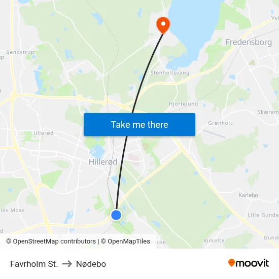 Favrholm St. to Nødebo map