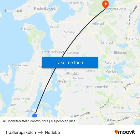 Trællerupskolen to Nødebo map