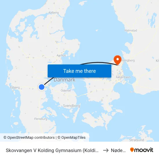 Skovvangen V Kolding Gymnasium (Kolding) to Nødebo map