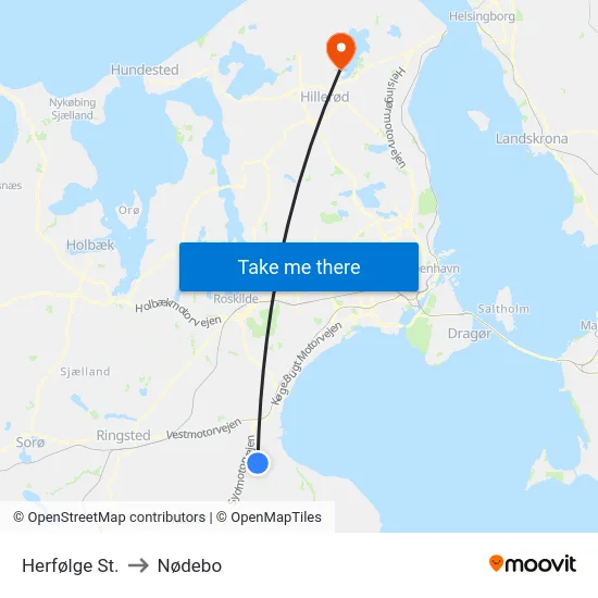 Herfølge St. to Nødebo map