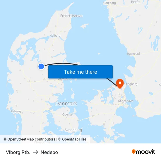 Viborg Rtb. to Nødebo map