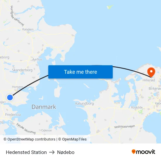 Hedensted Station to Nødebo map