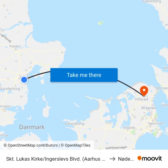 Skt. Lukas Kirke/Ingerslevs Blvd. (Aarhus Kom) to Nødebo map