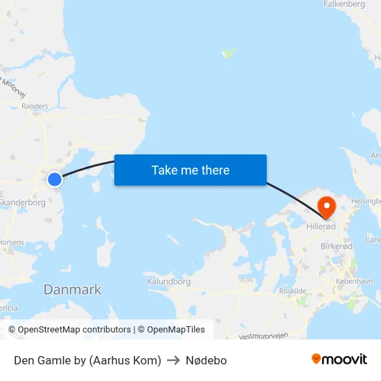 Den Gamle by (Aarhus Kom) to Nødebo map