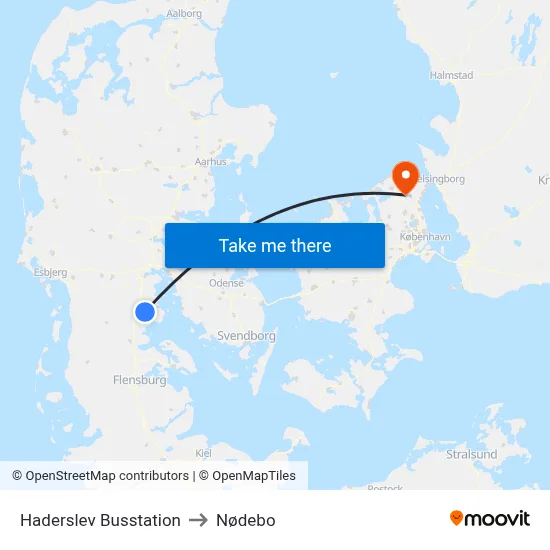 Haderslev Busstation to Nødebo map