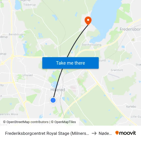 Frederiksborgcentret Royal Stage (Milnersvej) to Nødebo map