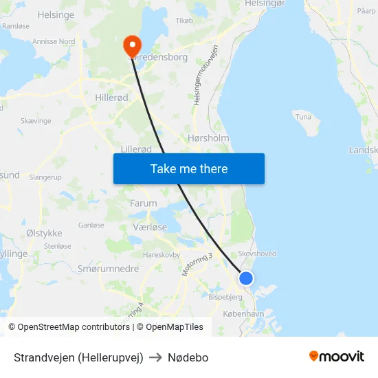 Strandvejen (Hellerupvej) to Nødebo map