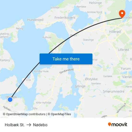 Holbæk St. to Nødebo map