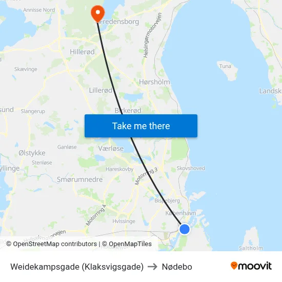 Weidekampsgade (Klaksvigsgade) to Nødebo map