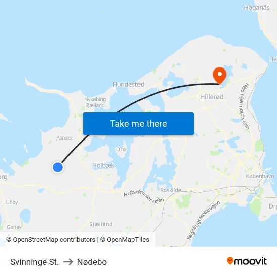 Svinninge St. to Nødebo map