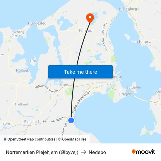 Nørremarken Plejehjem (Ølbyvej) to Nødebo map
