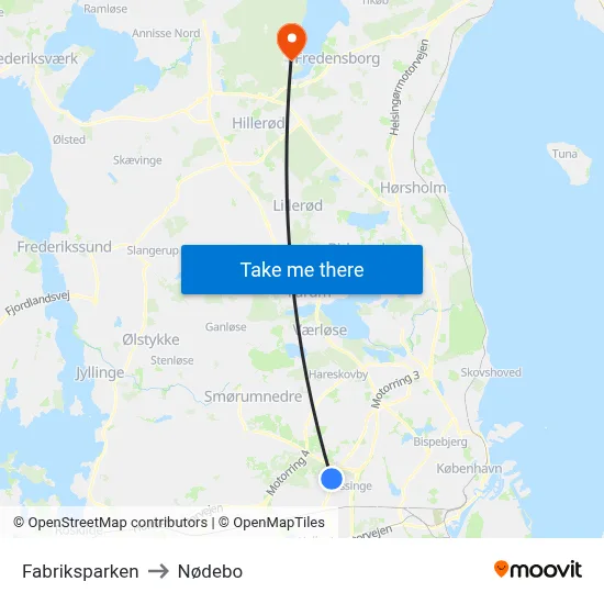 Fabriksparken to Nødebo map