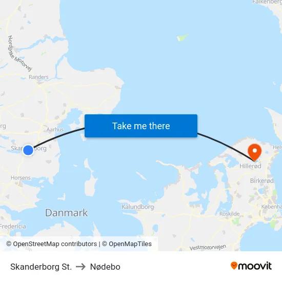 Skanderborg St. to Nødebo map