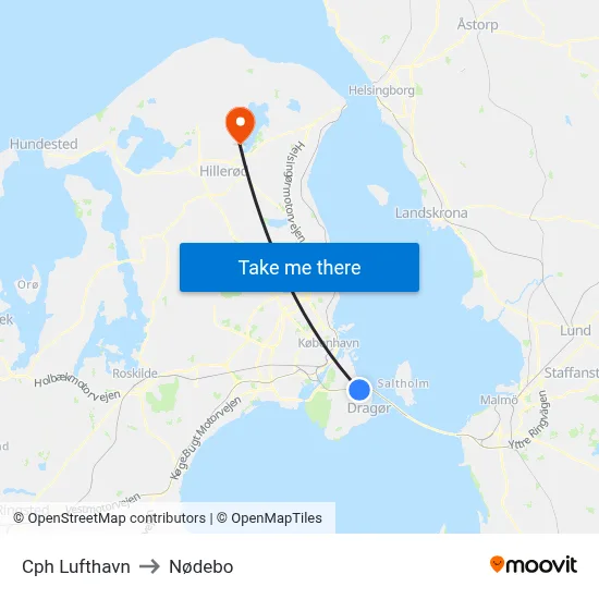 Cph Lufthavn to Nødebo map