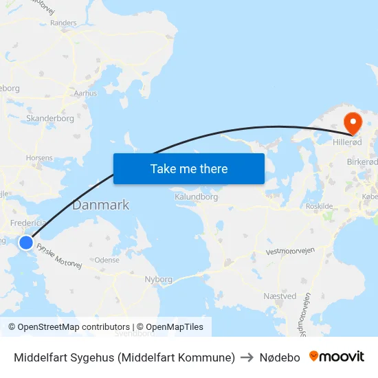 Middelfart Sygehus (Middelfart Kommune) to Nødebo map