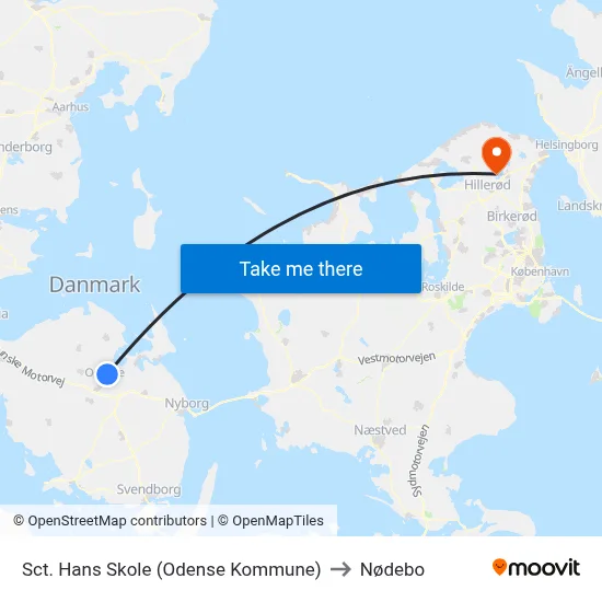 Sct. Hans Skole (Odense Kommune) to Nødebo map