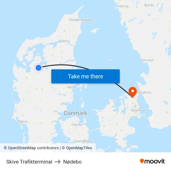 Skive Trafikterminal to Nødebo map