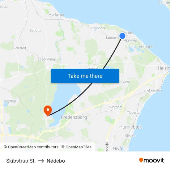 Skibstrup St. to Nødebo map