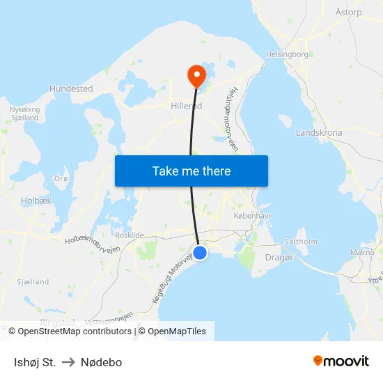 Ishøj St. to Nødebo map