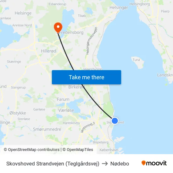 Skovshoved Strandvejen (Teglgårdsvej) to Nødebo map