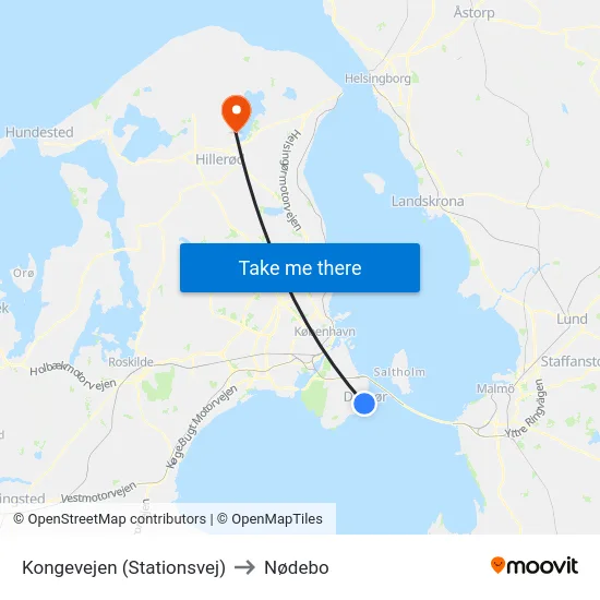 Kongevejen (Stationsvej) to Nødebo map