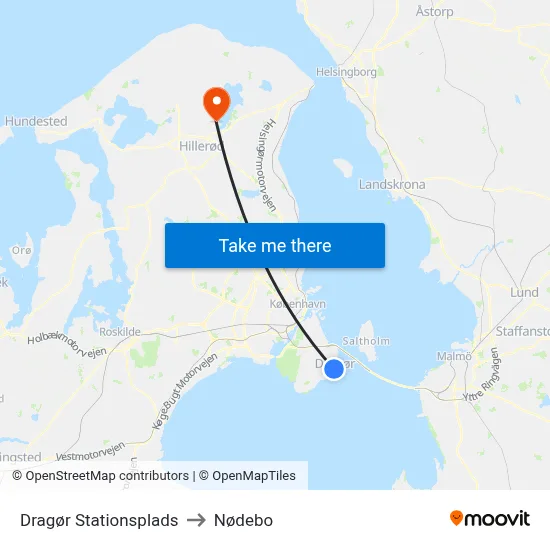 Dragør Stationsplads to Nødebo map