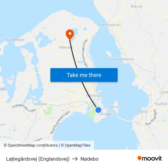 Løjtegårdsvej (Englandsvej) to Nødebo map