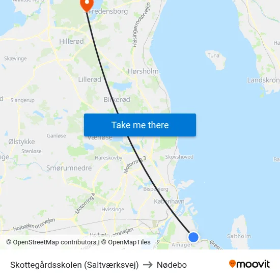 Skottegårdsskolen (Saltværksvej) to Nødebo map