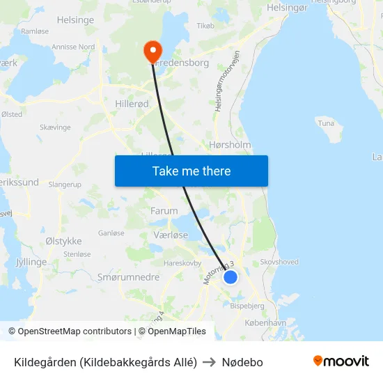 Kildegården (Kildebakkegårds Allé) to Nødebo map