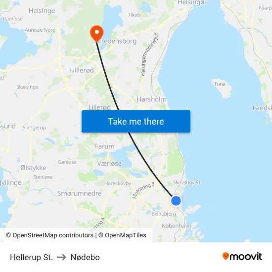 Hellerup St. to Nødebo map