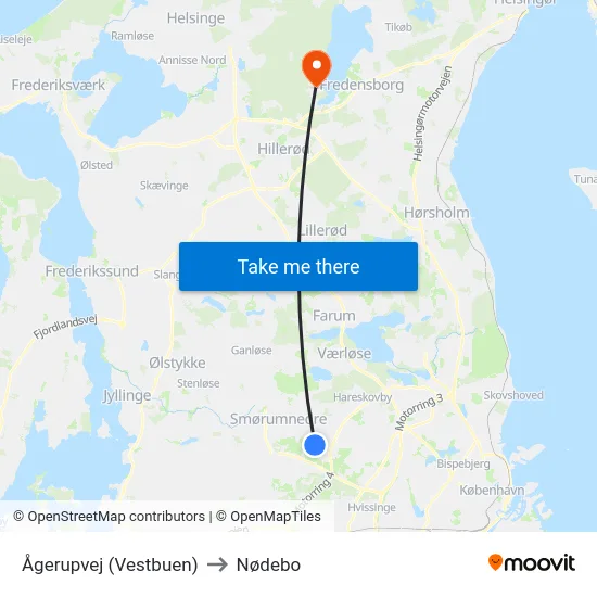 Ågerupvej (Vestbuen) to Nødebo map