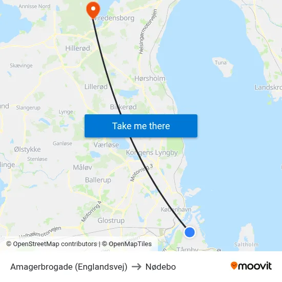 Amagerbrogade (Englandsvej) to Nødebo map