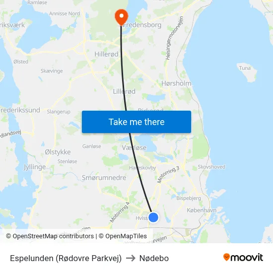 Espelunden (Rødovre Parkvej) to Nødebo map