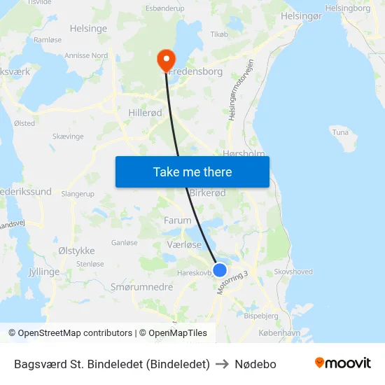 Bagsværd St. Bindeledet (Bindeledet) to Nødebo map