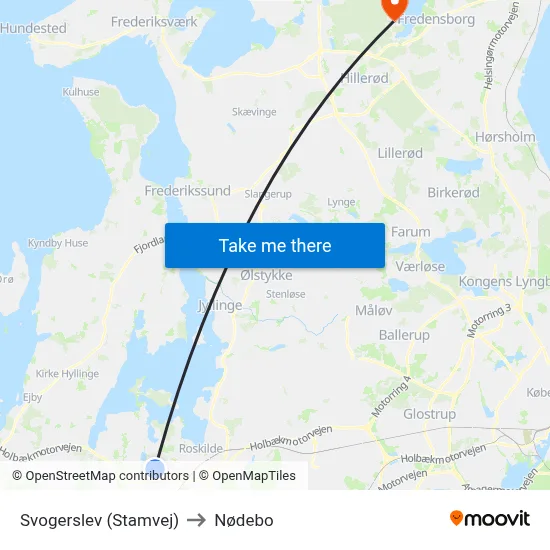 Svogerslev (Stamvej) to Nødebo map