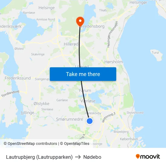Lautrupbjerg (Lautrupparken) to Nødebo map