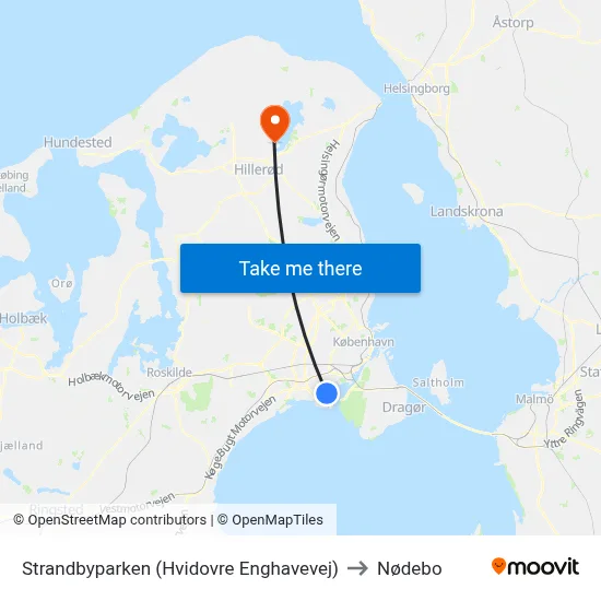Strandbyparken (Hvidovre Enghavevej) to Nødebo map
