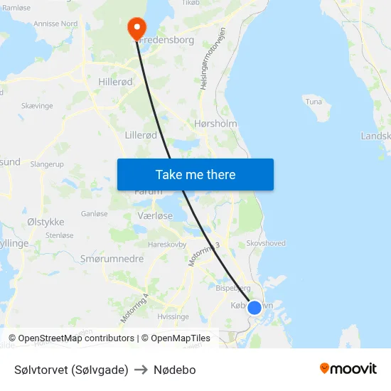 Sølvtorvet (Sølvgade) to Nødebo map