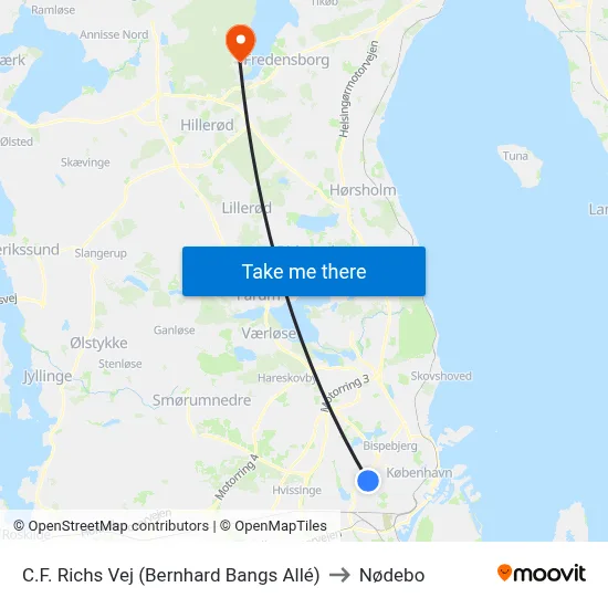 C.F. Richs Vej (Bernhard Bangs Allé) to Nødebo map