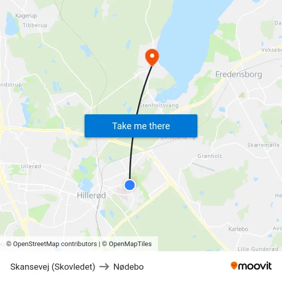 Skansevej (Skovledet) to Nødebo map