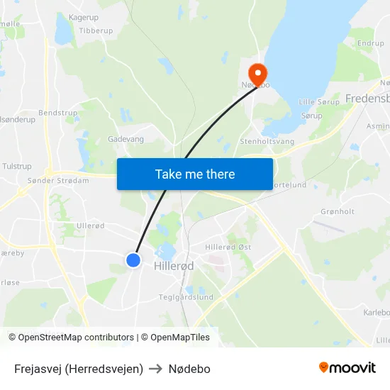 Frejasvej (Herredsvejen) to Nødebo map