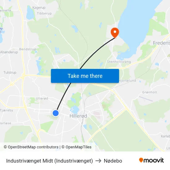 Industrivænget Midt (Industrivænget) to Nødebo map