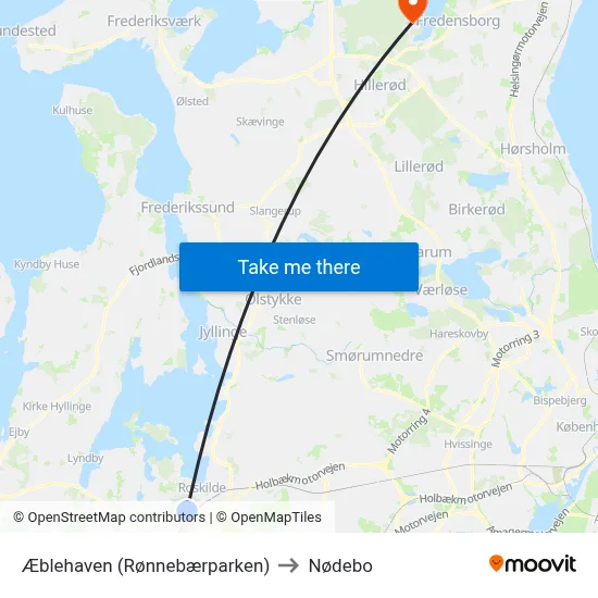Æblehaven (Rønnebærparken) to Nødebo map