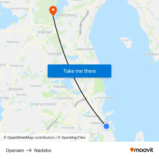 Operaen to Nødebo map