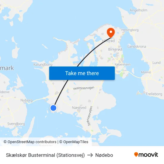 Skælskør Busterminal (Stationsvej) to Nødebo map