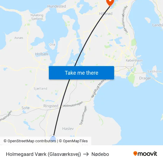 Holmegaard Værk (Glasværksvej) to Nødebo map
